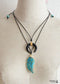 Boho Necklace, Blue Agate Leaf Pendant